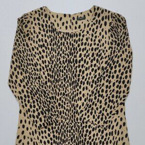 J Crew Women's Dark Beige/Black Animal Print Lined Dress Size 6